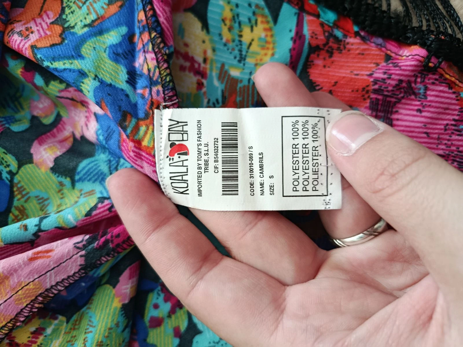 Cardigan kimono floral multicolor con flecos Koala Bay talla S – photo 5